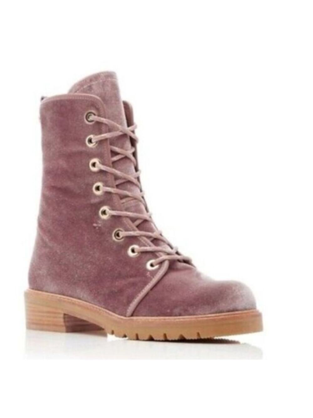 STUART WEITZMAN  Candy Pink Velvet Metermaid Velvet Combat Boots size 8.5